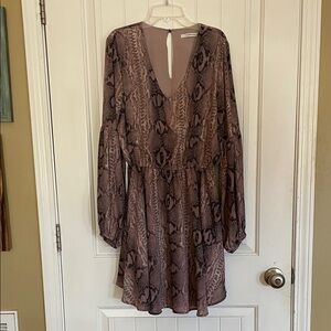 Caramela Long Sleeve purple large Snake Print Dress